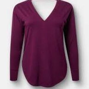 Torrid V-Neck Long Sleeve Women's Top - Plum
